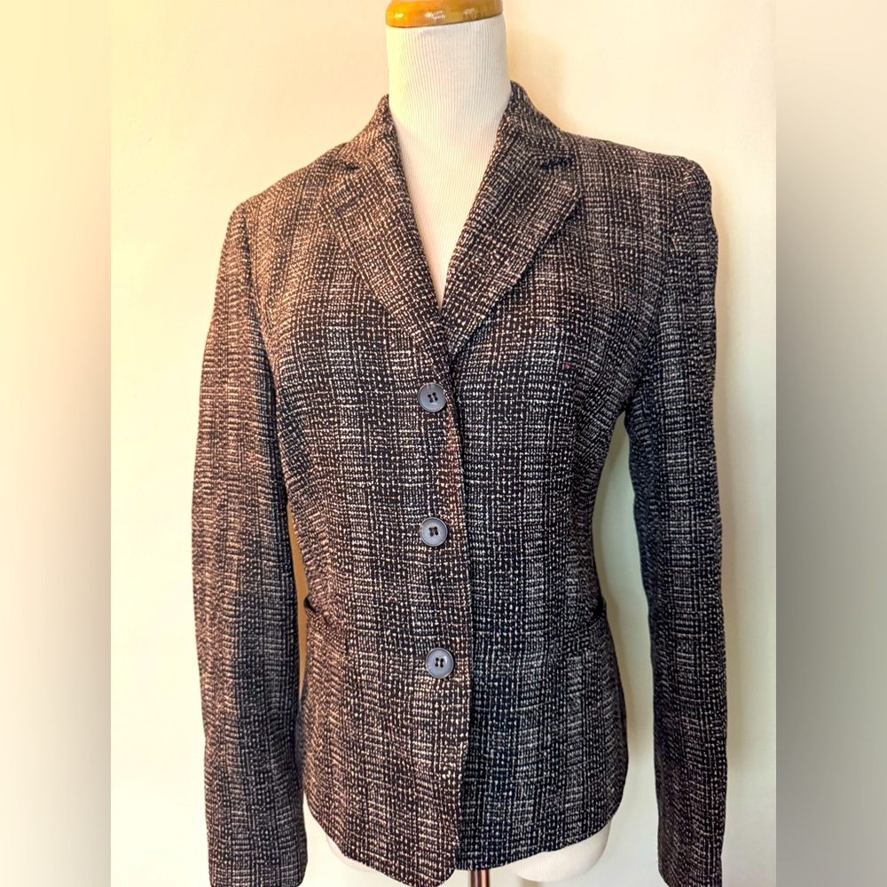 [Barry Bricken] Black Tweed Fully Lined 100% Wool Jacket Sz: 4